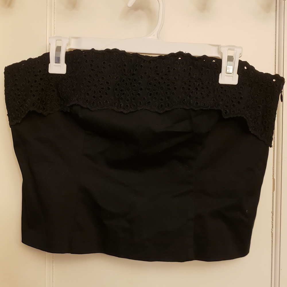 WHBM Eyelet Strapless Bustier Top Black